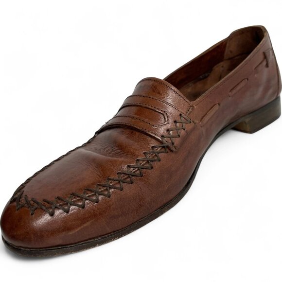 Stanley Blacker Vintage Loafer Italy Brown Leather Dress Shoes Men's 7.5 M - Picture 2 of 9